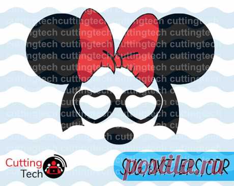 Cool Minnie Mouse with glases svg cut file, disney cartoon, minnie svg, dxf, eps, , Cameo, Silhouette, Corel Draw file, Instant Download de cuttingtech en Etsy Studio