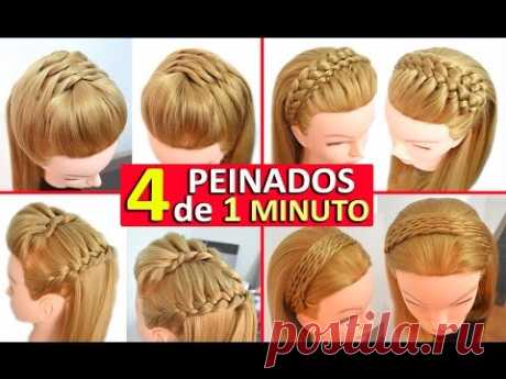 4 Peinados Casuales para Cabello Largo con Trenzas Diademas Faciles y Rapidos - YouTube