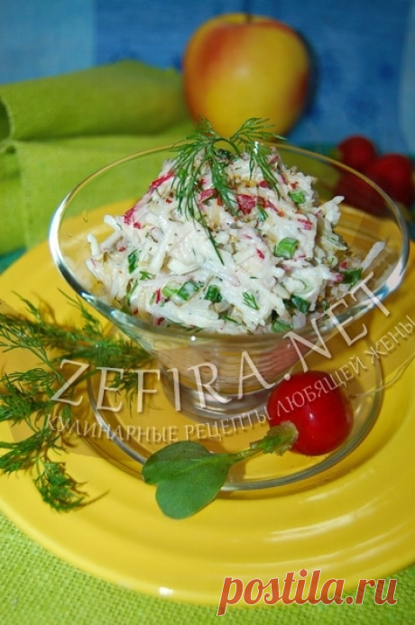 Необычный салат из редиски с яблоком и маринованными огурцами — Кулинарные рецепты любящей жены