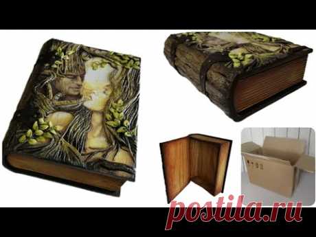 DIY Деревянная книга-шкатулка из картона! Wooden book-box made of cardboard!