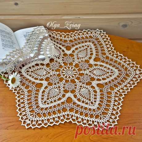 Красивая салфетка в технике брюггского кружева