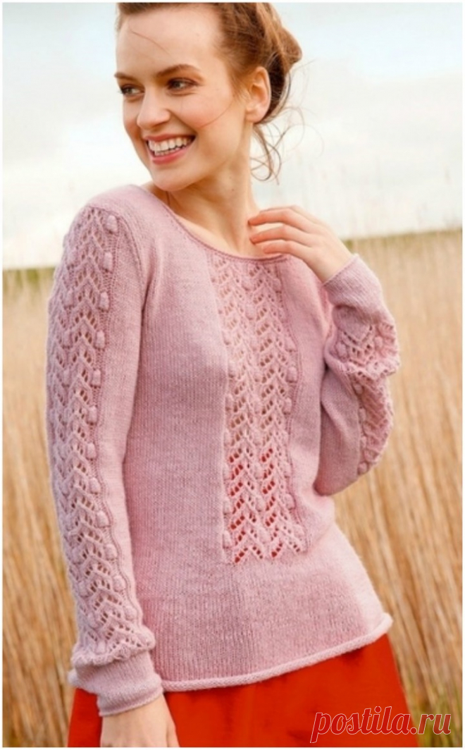 DELICATE PINK SWEATER WITH A BEAUTIFUL KNITTING PATTERN