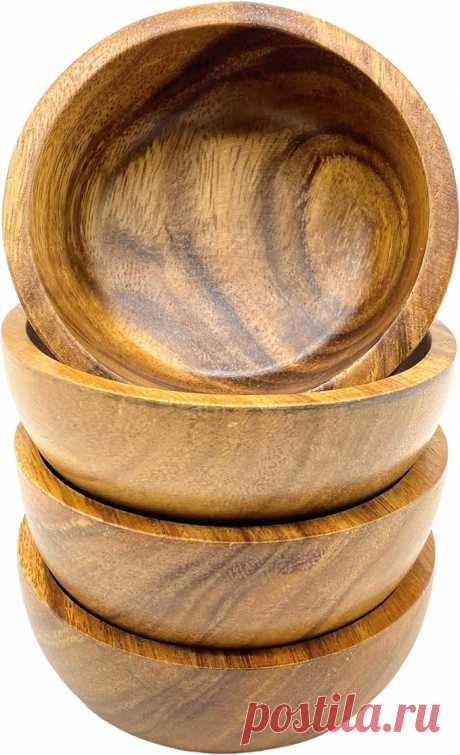 Amazon.com: WRIGHTMART Acacia Wooden Bowls, Set of 4, Handmade, Decorative, Small Calabash Wood Bowls for Charcuterie, Condiments, Nuts, Dips, Sauces, Natural Rustic Design, 4.5” dia. x 1.5" ht. : Home & Kitchen