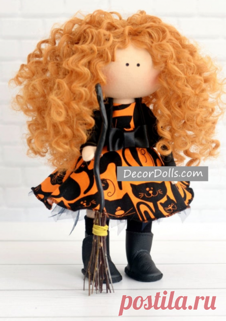 Halloween Art Doll, Witch Rag Doll, Soft Cloth Doll, Fabric Interior D – Decor Dolls
