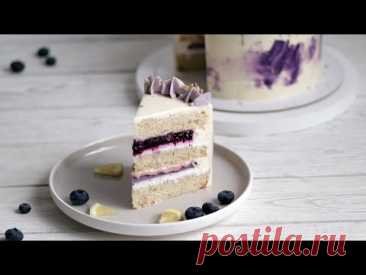 Ванильный торт с черникой и лимонным курдом | Нежный летний торт | Черничный ганаш | Klara_cake