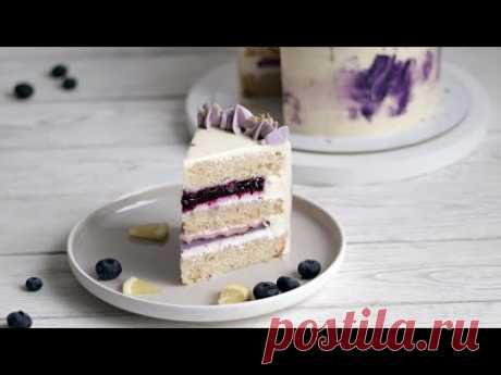 Ванильный торт с черникой и лимонным курдом | Нежный летний торт | Черничный ганаш | Klara_cake