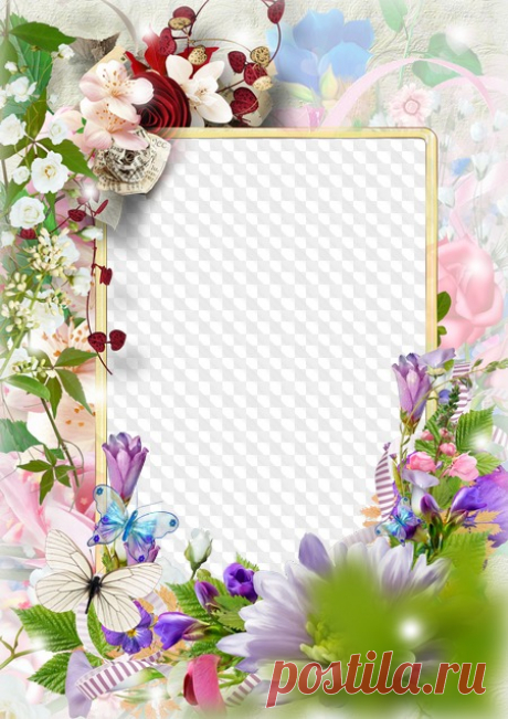 Marco de fotos flor romantico. Marco PNG transparente, plantilla de marco de fotos en capas PSD, descarga.