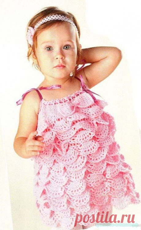 Красивое вязание | Детское платье с оборками