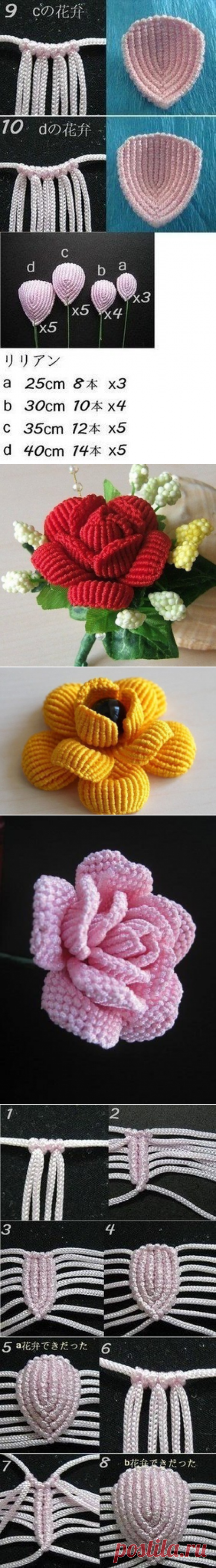 Плетём розы в технике китайских узелков — Сделай сам, идеи для творчества - DIY Ideas