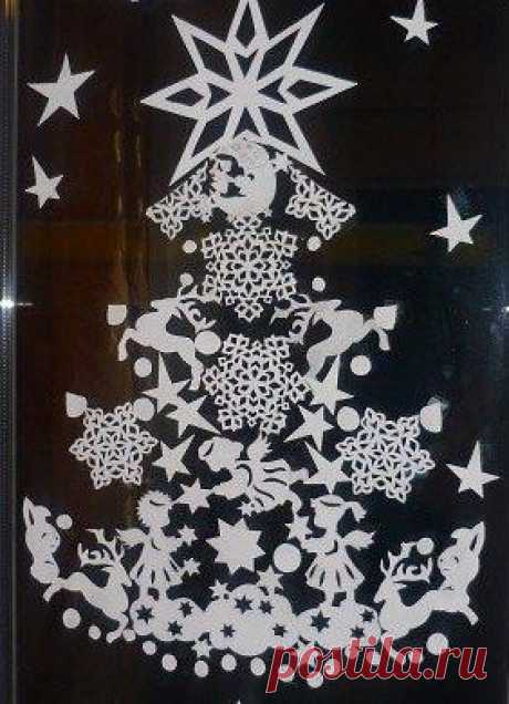 Шаблон елки из бумаги | Новогодние трафареты на окно | Kidside.ru