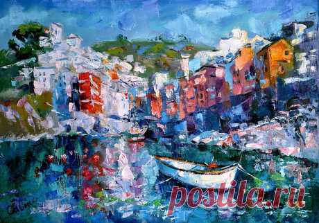 Italy Painting 意大利景观 Landscape Original Artwork Riomaggiore Impressionism 油畫原作 - Shop ArtDivyaGallery Posters - Pinkoi Italy Painting 意大利景观 Landscape Artwork Riomaggiore Original Art Impressionism 油畫原作 Oil Canvas Palette Knife Wall Art Impasto 40 x 60 cm. 16 x 24 inches by Savenkova Medium: canvas, oil. Style: Modern, Impressionism, Impasto. The painting is covered with a protective layer of professional varnish. Beautiful painting for home and office.