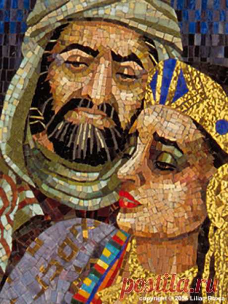 Mosaic Portraits – Lilian Broca – Queen Esther with Mordechai Mosaic Portrait –  Queen Esther with Mordechai – copyright 2006 Lilian Broca Lilian Broca has graciously allowed M.A.S. to blog close ups of her “Queen Esther” series to inc…