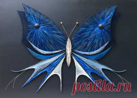 String art butterfly Blue butterfly Nails от TheStringArtStudio