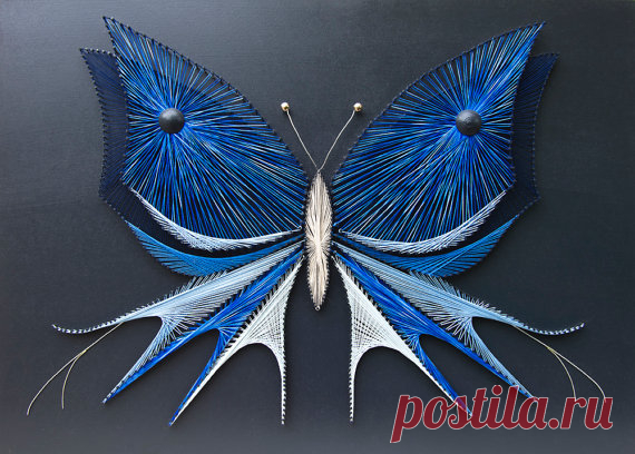 String art butterfly Blue butterfly Nails от TheStringArtStudio