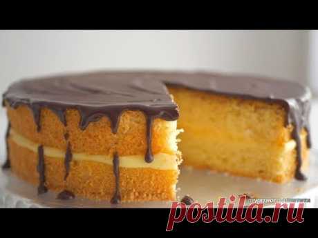 Бостонский кремовый торт/пирог/Boston cream pie - бисквитный торт с заварным кремом