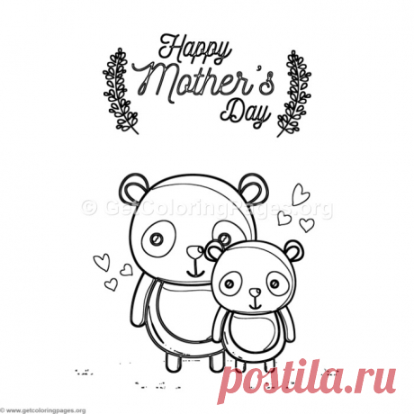 Cute Cartoon Panda Happy Mother&amp;#8217;s Day Card Coloring Pages &amp;#8211; GetColoringPages.org