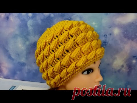 ШАПОЧКА на весну крючком.  Шапочка для начинающих.