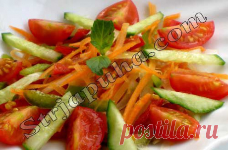 Китайский салат из помидоров, огурцов, перца и свежей моркови