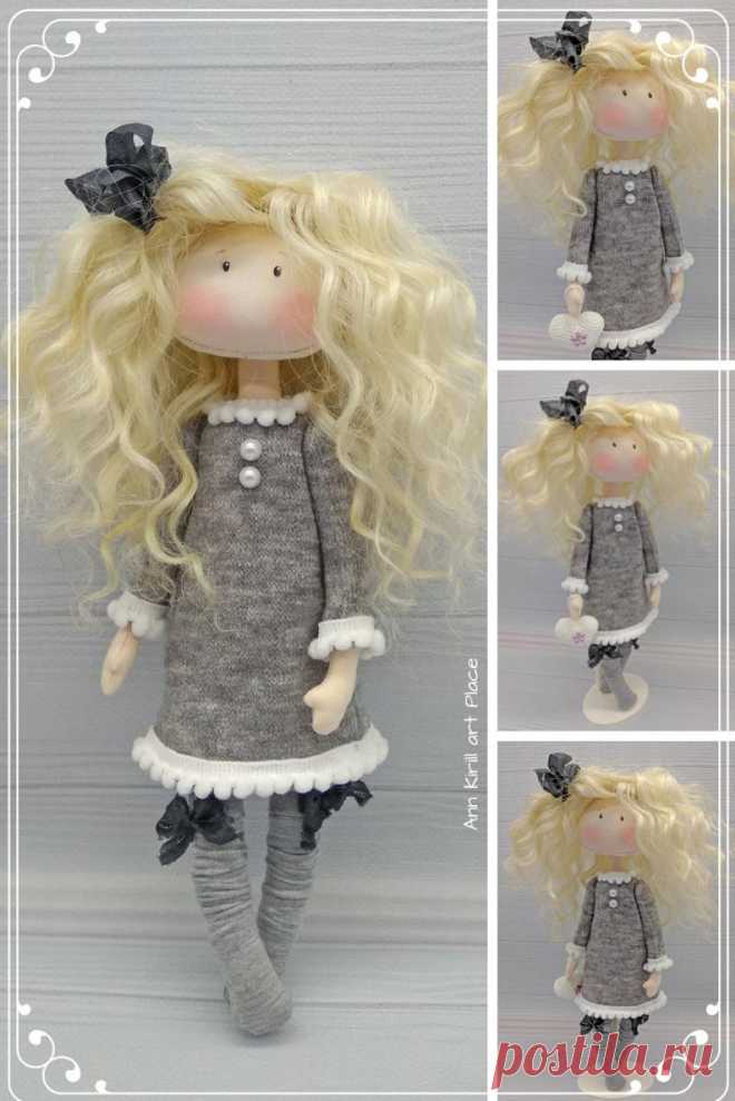 Art Cloth Doll Soft Gray Doll Baby Rag Doll Handmade Love | Etsy