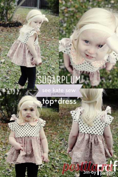 THE SUGARPLUM top + dress PDF pattern +THE SUGARPLUM top + dress PDF pattern +9 sizes! (3M, 6M, 12M, 18M, 2T, 3T, 4T, 5, and 6) +cute peplum top with instructions for dress variation +g...