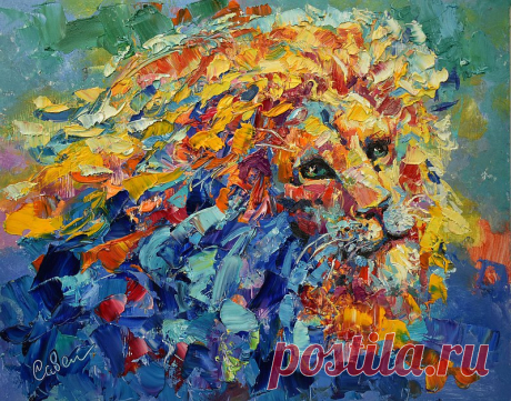 Lion Painting Wild Animal Original Art Animal Oil Impasto 油畫原作 Wall Art Impasto - Shop ArtDivyaGallery - Posters - Pinkoi