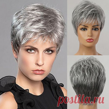 Human Hair Capless Wigs Human Hair Straight Natural Straight Bob Pixie Cut Layered Haircut Asymmetrical Style Women Fashion Natural Hairline Brown Short Capless Wig Women's All