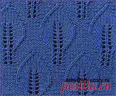 №115 Узор ажурные листочки - вязание спицами | Ажурные Узоры