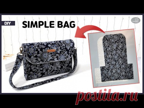 DIY Как сделать простую сумку с одной выкройкой / сумку через плечо [Tendersmile Handmade]
