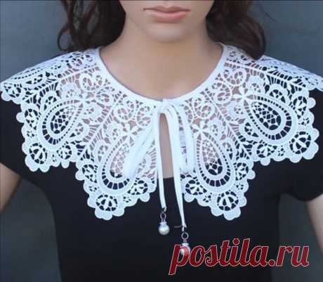 Обворожительной красоты 👍🧶🍂ажурные воротнички крючком +схемы Ажурные воротнички крючком