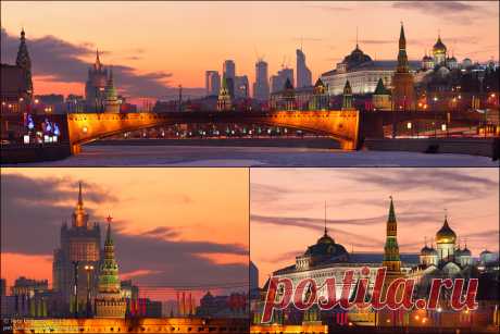Москва - Зимний закат над Кремлем от Петра Ушанова