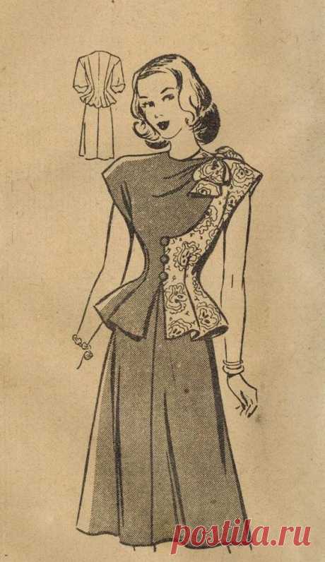 1940s Mail Order 3805 FF Vintage Sewing Pattern Misses Dress Size 12 Bust 30