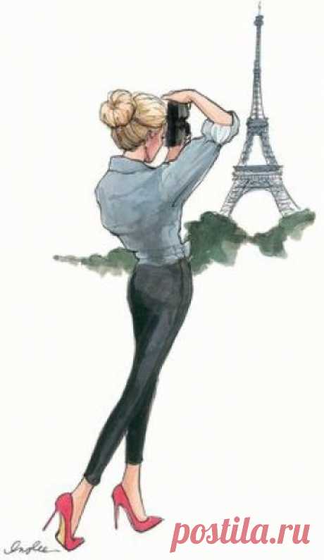 Travel Paris; street fashion style for women; fashion painting #travel #fashion #illustration