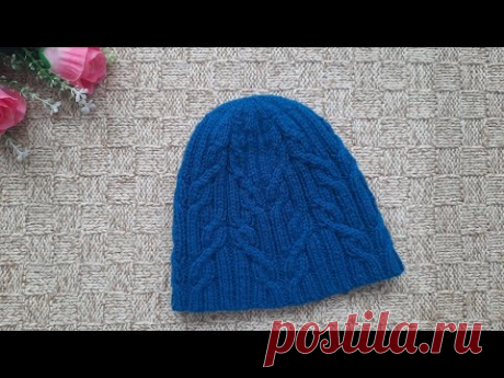 Шапка с красивыми и легкими косами ( аранами) на основе резинки 2х2. // Короткое описание.//