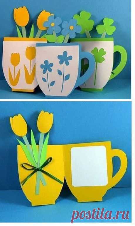 3 Eco-Friendly Tea Cup Cards by She's Batty Designs