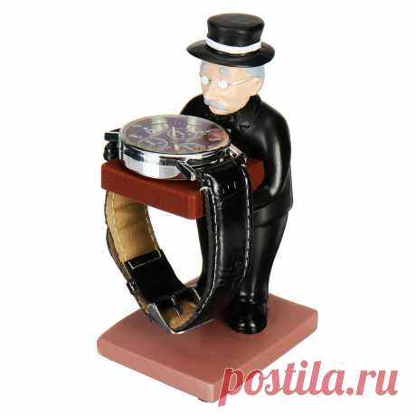Creative Old Housekeeper Figurine Pattern Resin Watch Jewelry Display Stand Deco - US$19.99