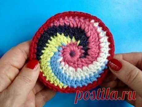 Вязание крючком Урок 246 Круг спираль Spiral crochet circle motif - YouTube
