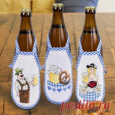 Delantales de botella Oktoberfest de Herrschners®, kit de punto de cruz contado  