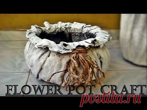 Çimento Kumaşla Saksı Yapımı-2  & DIY Flower pot with Cement and Fabric