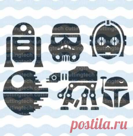 Star Wars los iconos R2D2 asalto C3PO at-at Boba Jango Fett digital descargar archivos de vector clip art - signo de corte - cricut-svg, png, cdr, eps de cuttingtech en Etsy Studio