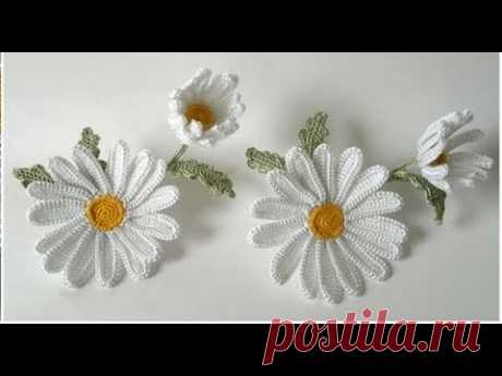 Как вязать ромашку крючком. Мастер-класс.  How to crochet chamomile flower.