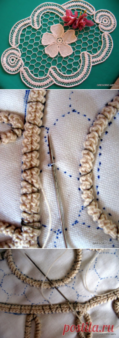 PIZZO MACRAME' RUMENO - POINT LACE : RETE ESAGONALE (Spiegazione con immagini)