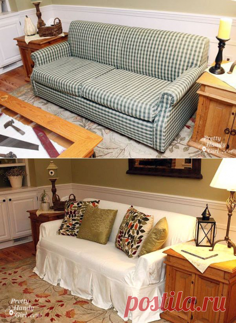 How to Slipcover a Couch Beautifully and UglySofa.com Giveaway - Pretty Handy Girl