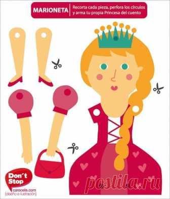 Marioneta de papel: Princesa Personajes para armar con la familia, contiene todos los broches necesarios para unir brazos y piernas, sólo debes recortar las diferentes formas y ya puedes comenzar a jugar, la marioneta mide 12 x 15  cms y está impresa en papel couché.