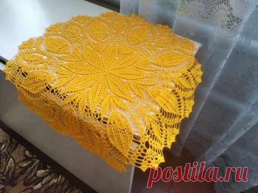 Солнечная салфетка из ириса, вяжем крючком
