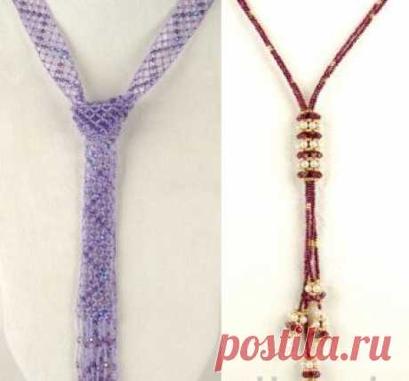 Женские галстуки (4 вида) Колье, бусы, ожерелья – Бисерок Очень красивые галстуки из бисера. Фиолетовый, красный и черный. Для самостоятельной работы есть схемы ко всем изделиям.