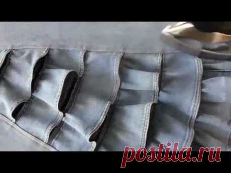Как сшить юбку из джинсов ч3 - YouTube