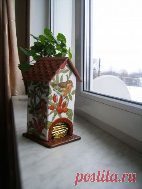 Заготовка для декупажа - картонный чайный домик.