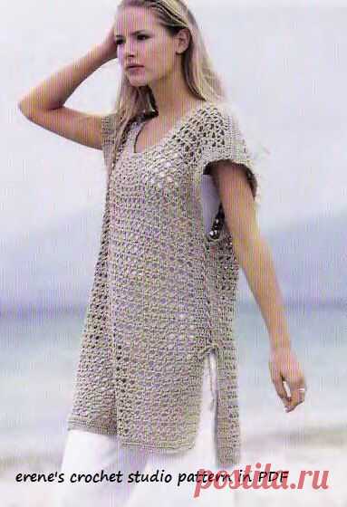 Crochet Pattern instruction in PDF for Tunic cover up or d Excited to share the latest addition to my #etsy shop: Crochet Pattern instruction Tunic cover up sundress beach wear pullover dress #supplies #crochet #cardi