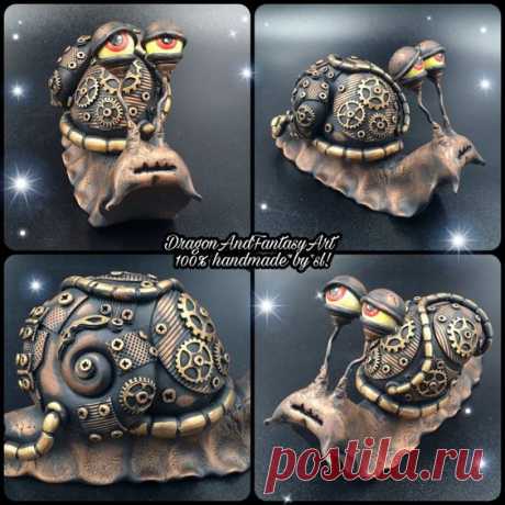 Handmade polymer clay Fimo art artwork artist fantasy steampunk snail gothic witch Gery