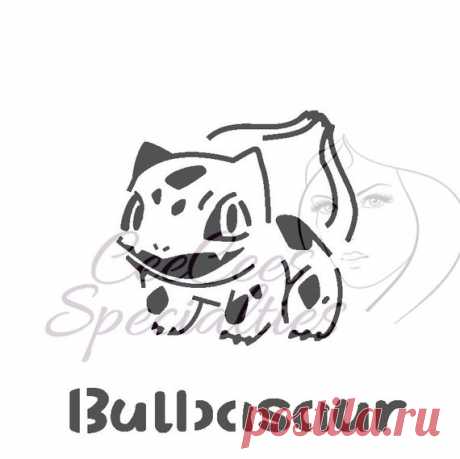 Poke - Bulbasaur When creating designs I always have a cake or cookie in mind, but every stencil is made to order and can be used many different ways no matter the crafting project you have in mind! You are purchasing a brand new 7 mil 100% Clear Acetate Stencil, safe to use on your food products,